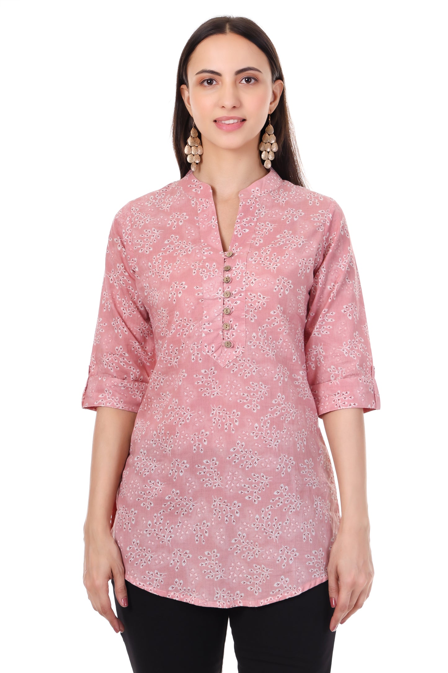Handblock Cotton Tunic with Button Detailing