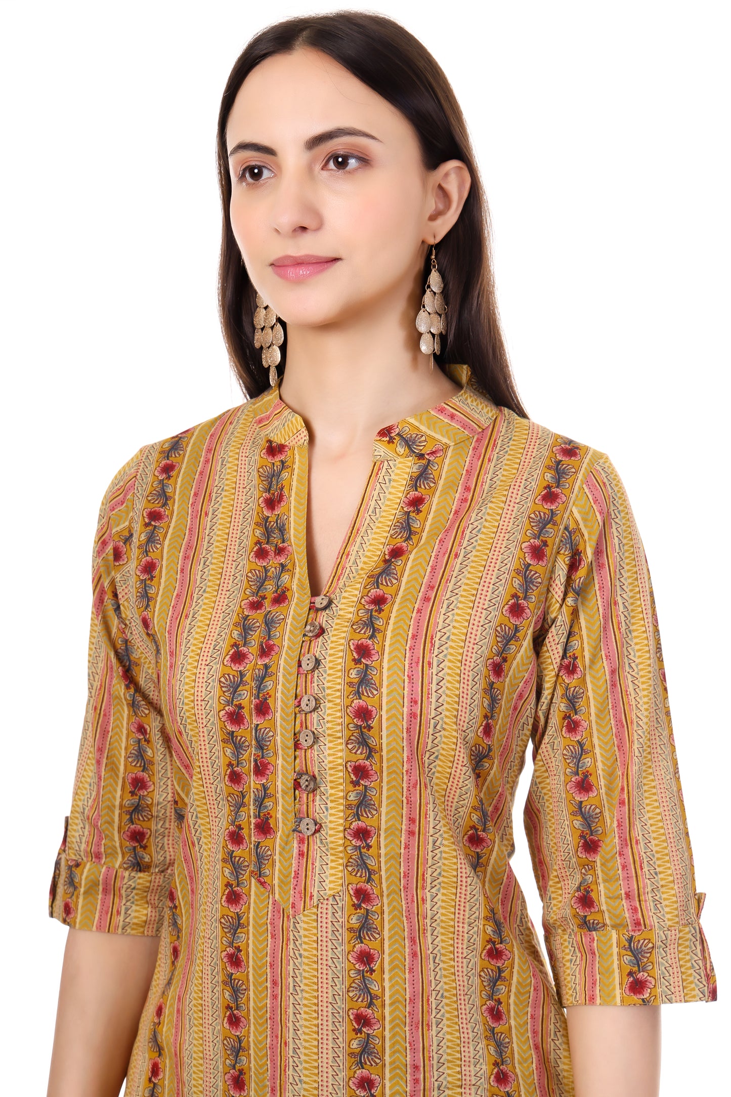 Handblock Cotton Tunic with Button Detailing