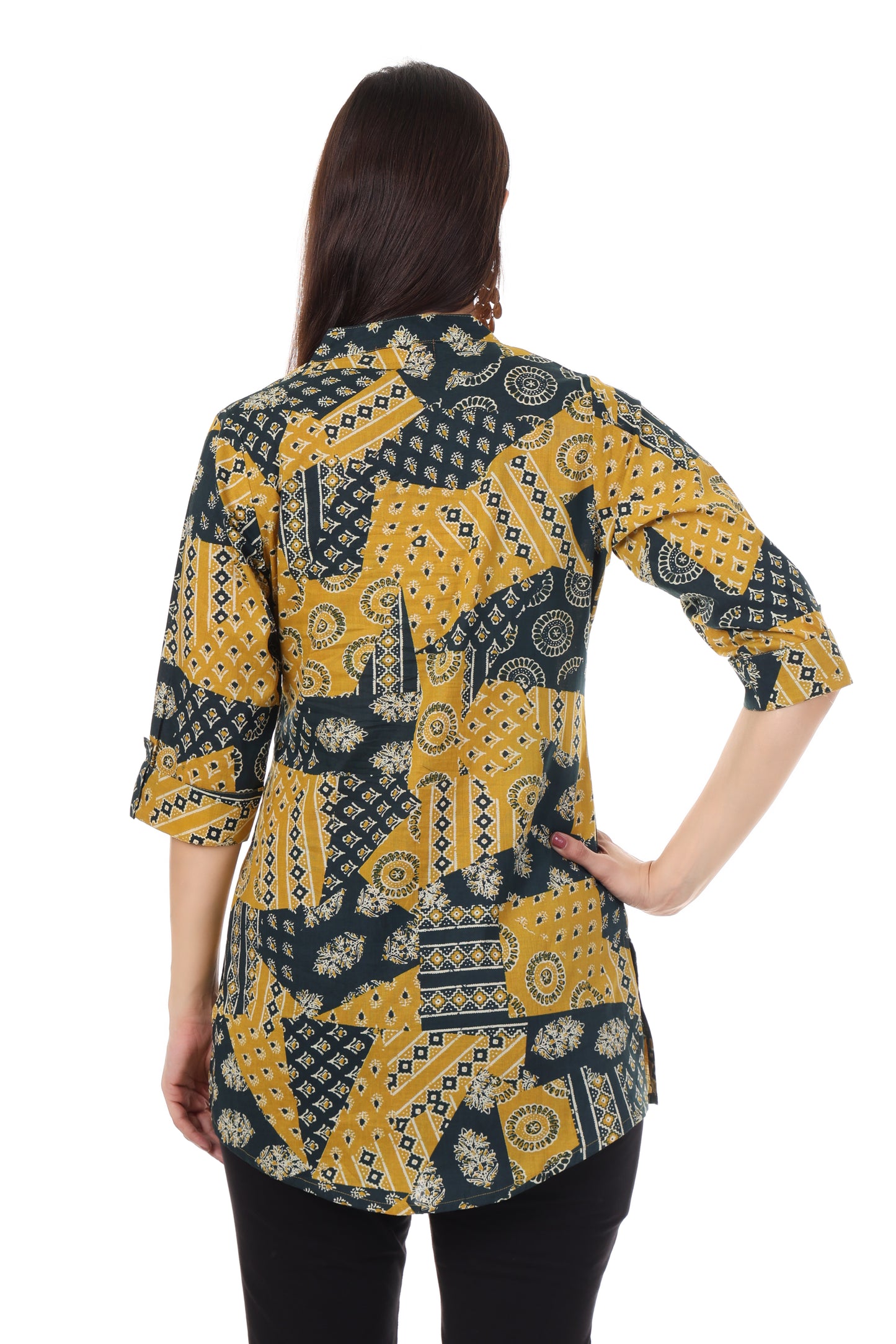 Handblock Cotton Tunic with Button Detailing