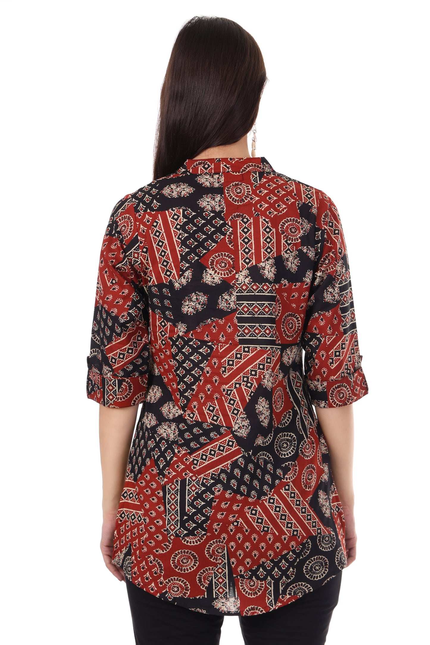 Handblock Cotton Tunic with Button Detailing