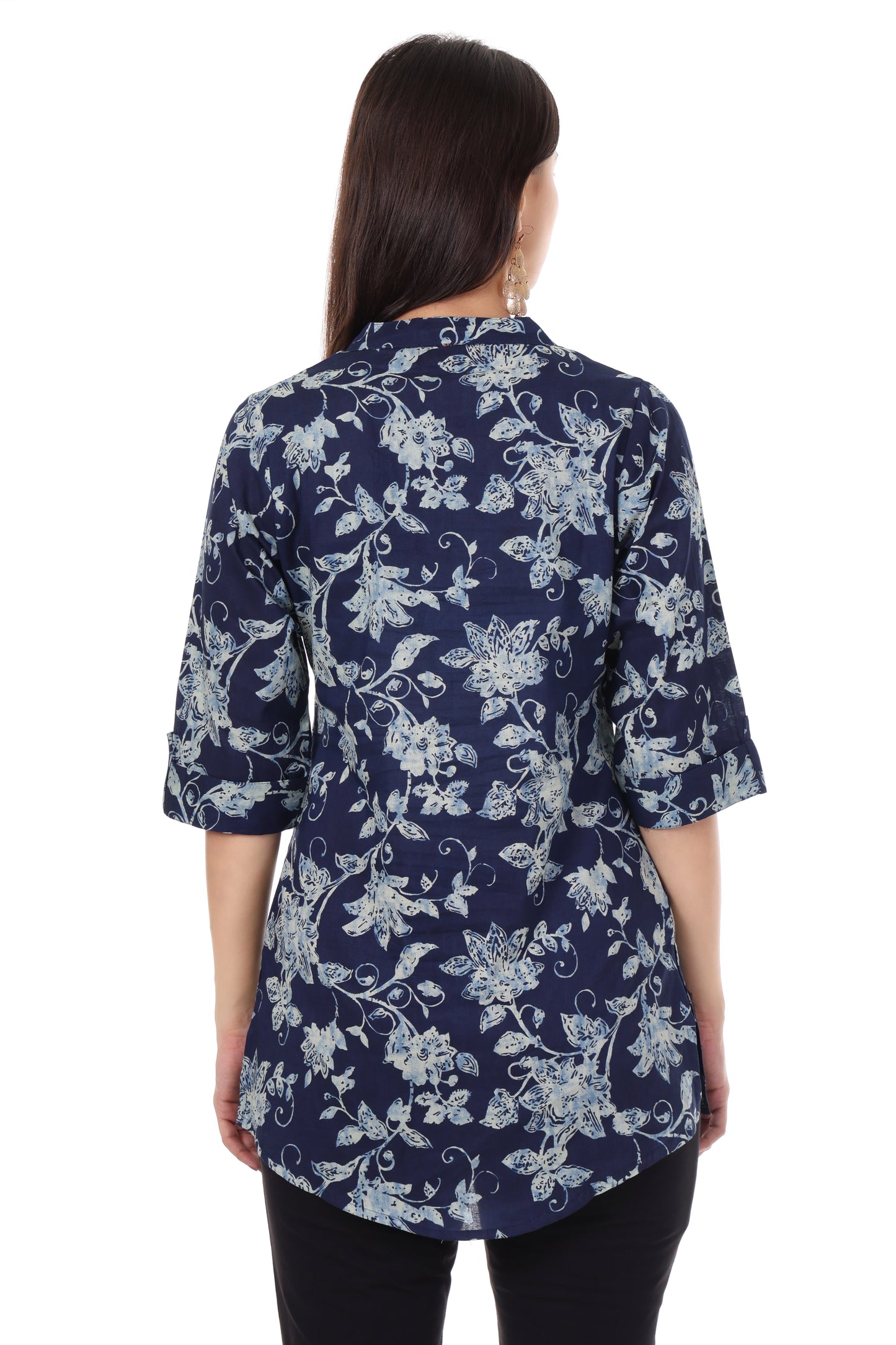 Handblock Cotton Tunic with Button Detailing